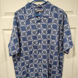 Mens Cremeiux Blue Geometric Pattern Western Style Shirt